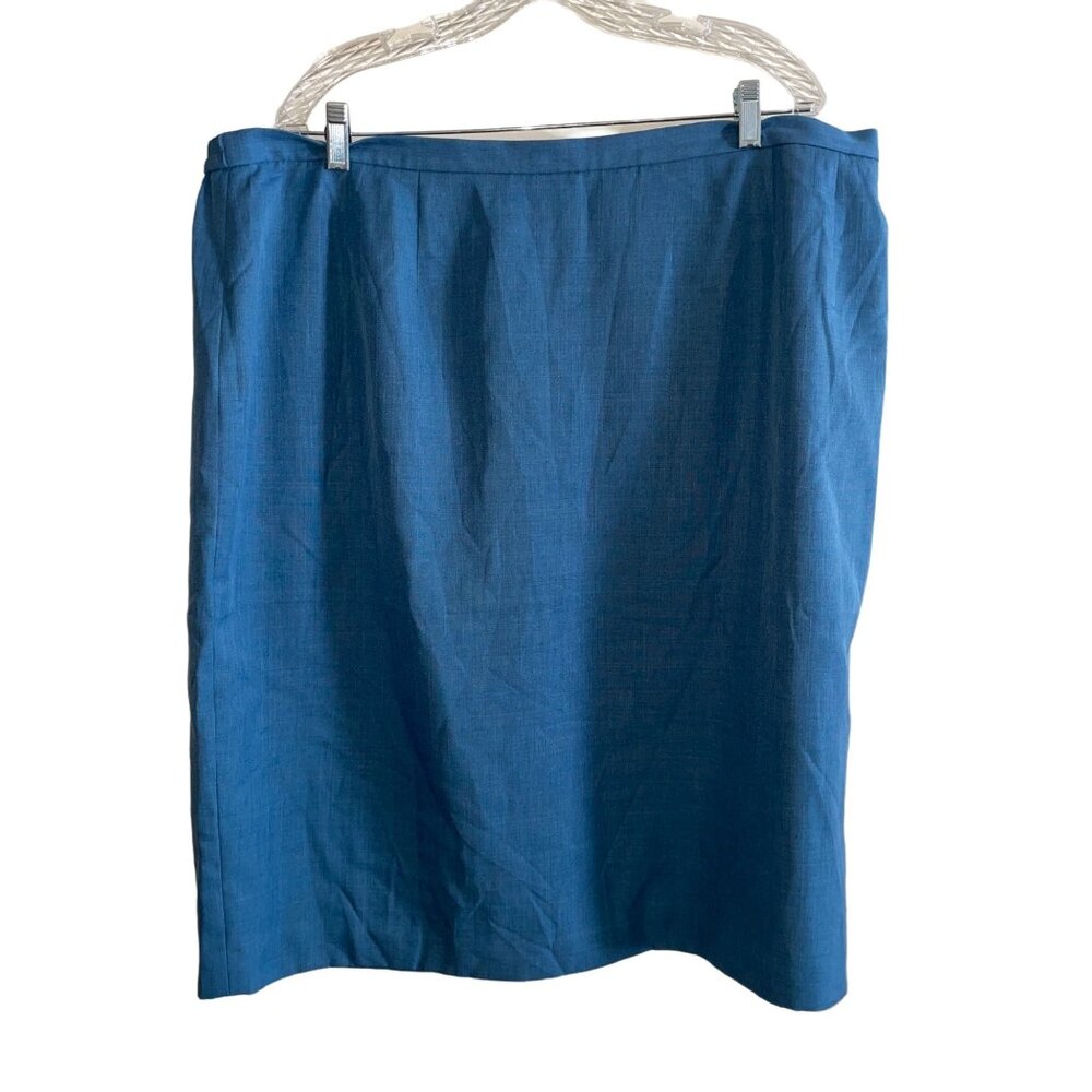 Womens Blue Pencil Skirt Size 24W Worthington Elastic Back Waist Zipper